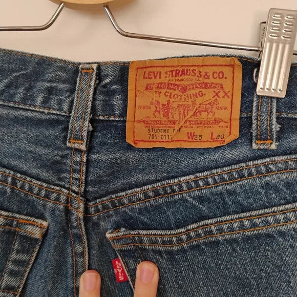 Vintage Levi's 701 Student Fit Jeans- 22" Waist, Distressed Indigo - Picture 3 of 5